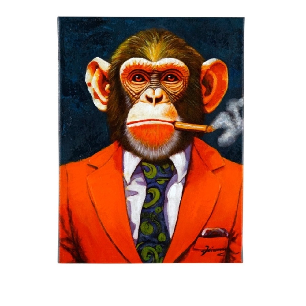 Smoking Monkey Acrylic Painting